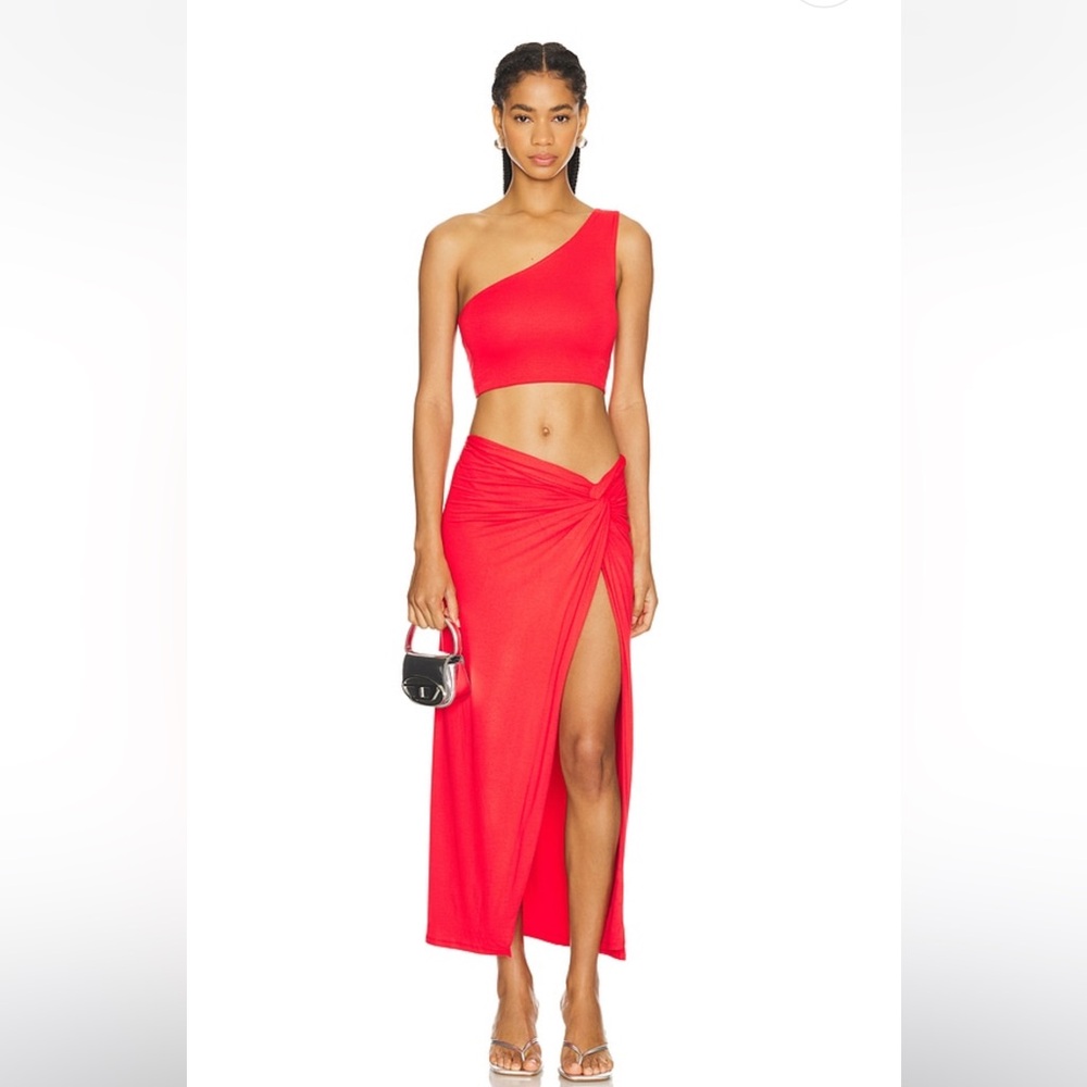 AFRM Dusk top and Lorli skirt set XXS cherry